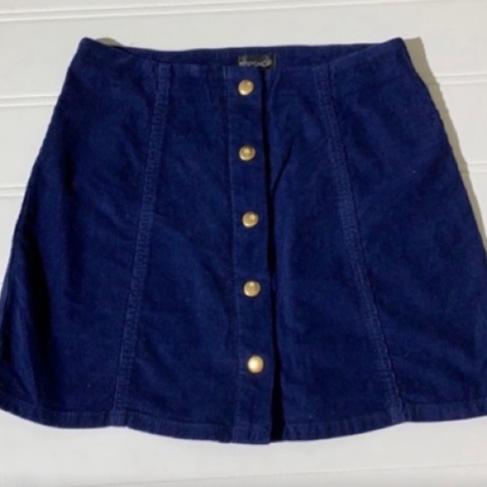 TopShop Blue Corduroy skater style skirt